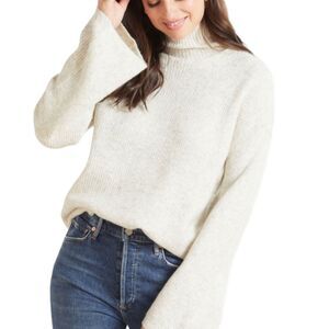 French Connection Flossy High Neck Bell Sleeve Boxy Ribbed Sweater Size Large